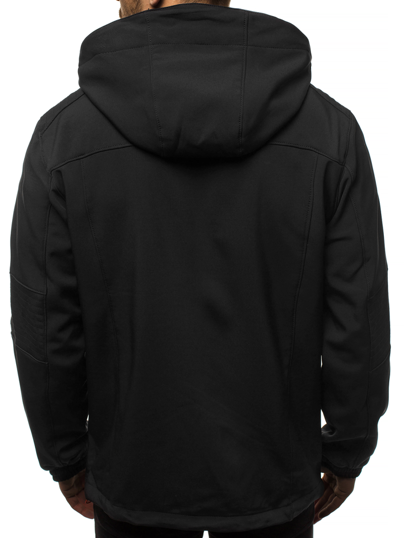 Moška softshell jakna s kapuco črno-zelena OZONEE GE/12263