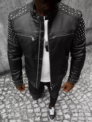 Moška usnjena jakna črna OZONEE JS/11Z8007