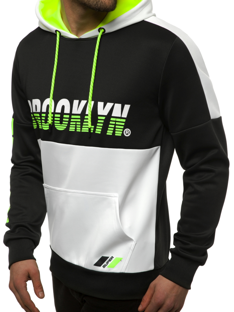 Moška jopa s kapuco črno-bela OZONEE JS/DD20127