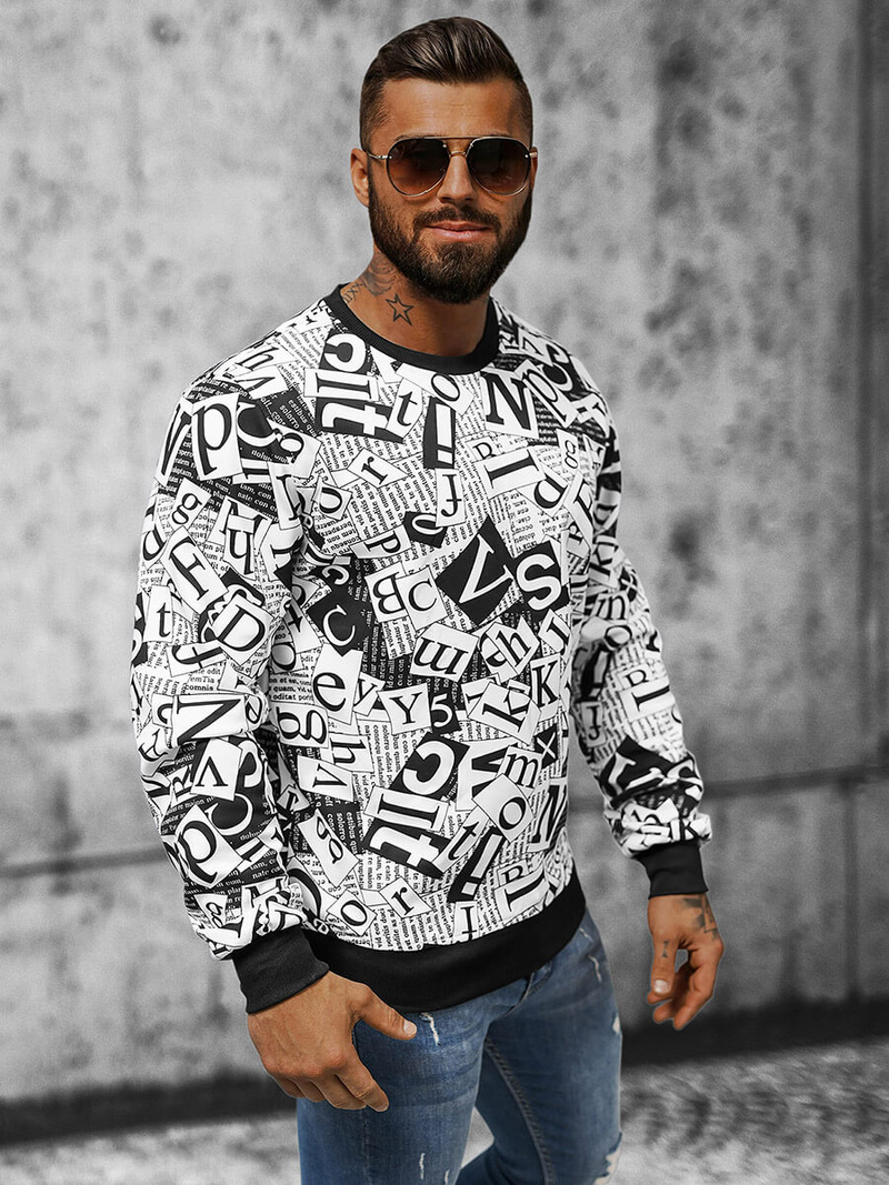 Moška jopa belo-črna OZONEE JS/8B1135/1