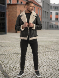 Moška usnjena jakna črna OZONEE JS/11Z8273