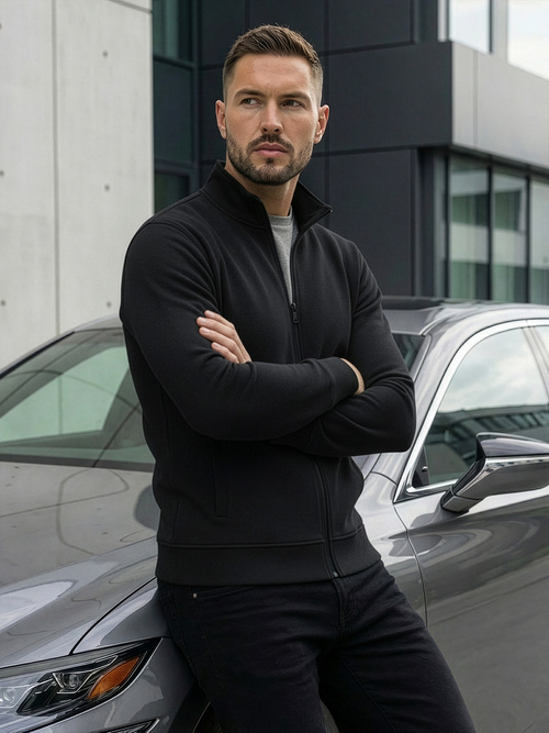 Moška jopa z zadrgo črna OZONEE JS/2002Z