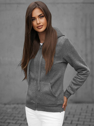 Ženska jopa z zadrgo in kapuco grafitna OZONEE JS/W03Z