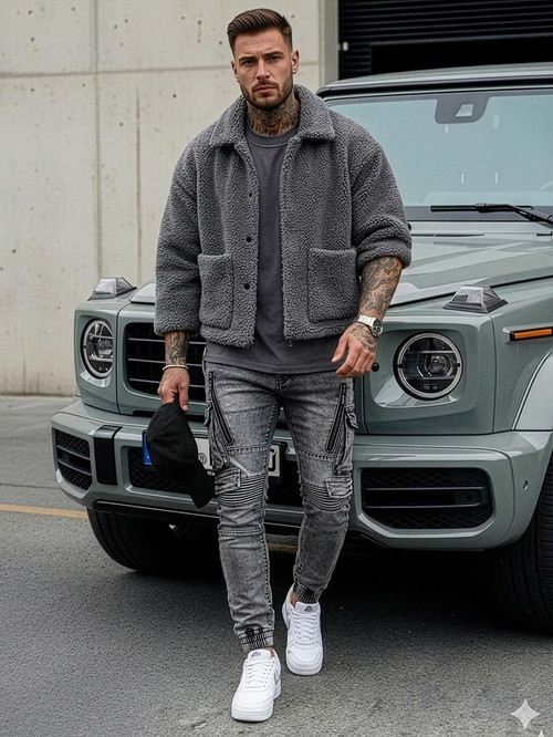 Moške kavbojke grafitne OZONEE O/E10017Z