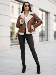 Ženska usnjena jakna rjava OZONEE JS/11Z8177Z