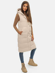 Ženski brezrokavnik s kapuco bež OZONEE JS/M728/62