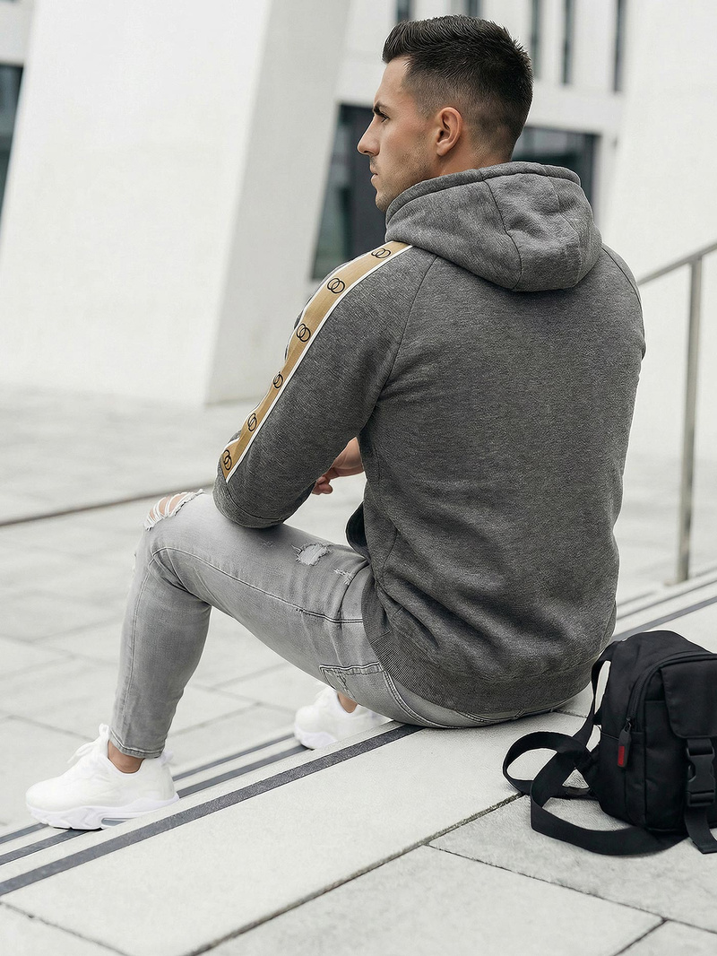 Moška jopa s kapuco grafitna OZONEE JS/8B1730/5Z