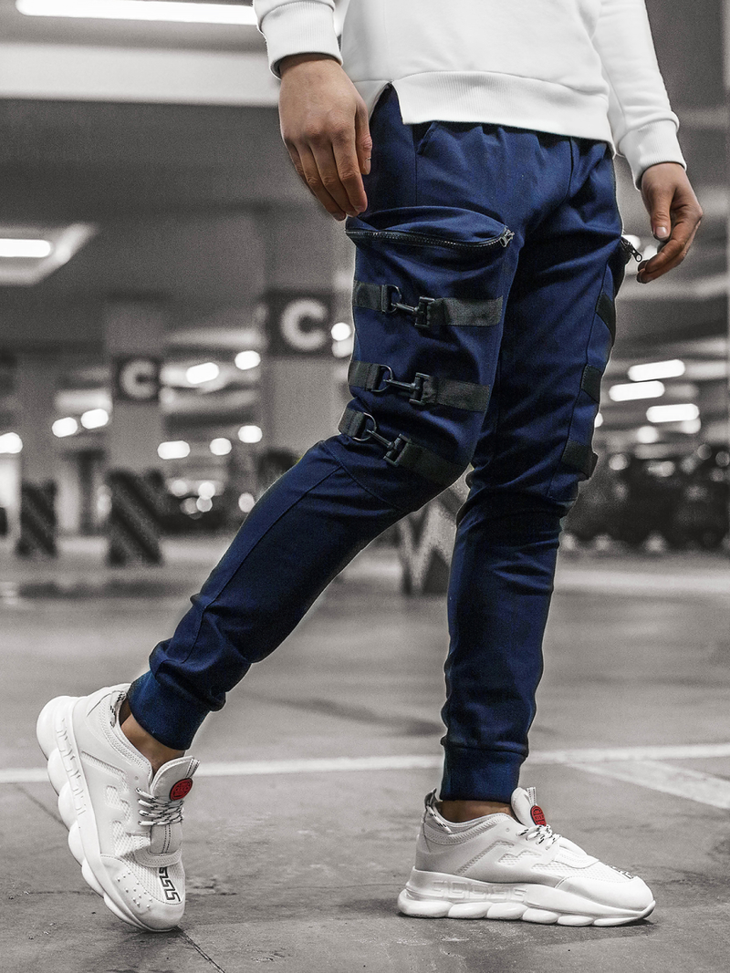Moške hlače chino jogger mornarsko modre OZONEE G/11132