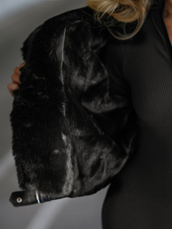 Ženska usnjena jakna črna OZONEE JS/11Z8172Z