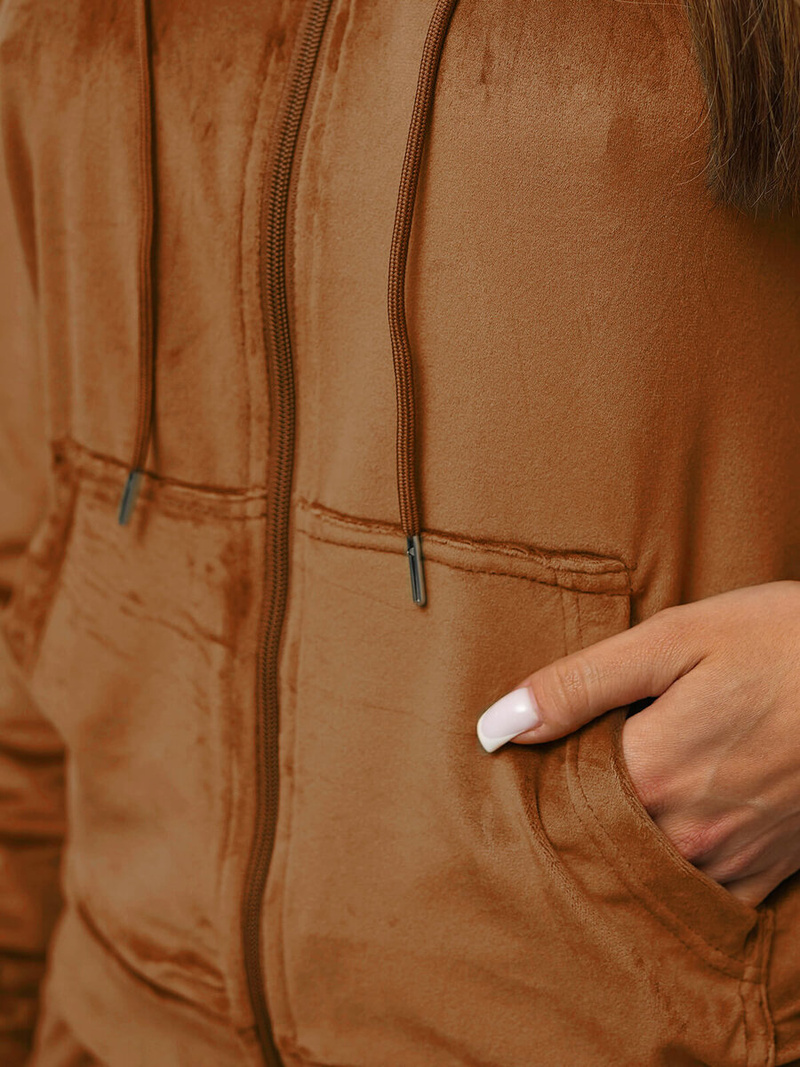 Ženski trenirka iz velurja camel OZONEE JS/8C1176/33Z