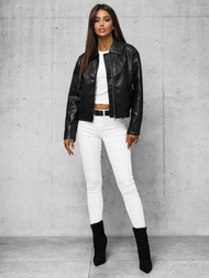 Ženska usnjena jakna črna OZONEE O/G116Z