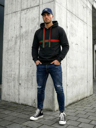 Moška jopa s kapuco črna OZONEE JS/8B1735/3Z