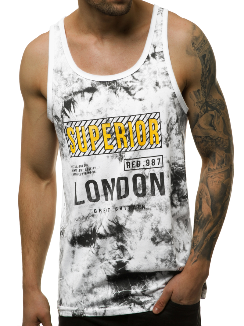 Moška majica brez rokavov bela OZONEE JS/SS11037