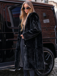 Ženska krznena zimska jakna črna OZONEE JS/11Z8250