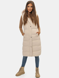 Ženski brezrokavnik s kapuco bež OZONEE JS/M728/62