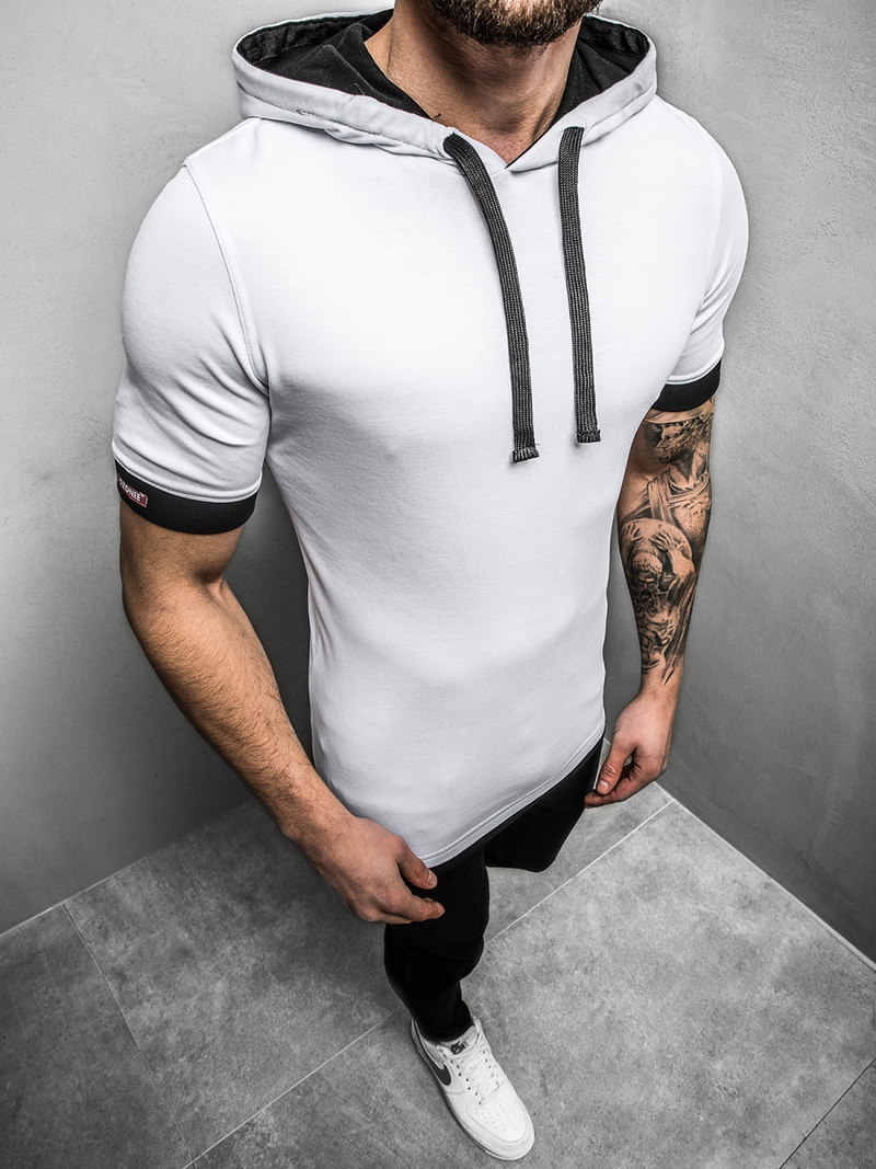 Moška majica s kapuco bela OZONEE O/1273Z