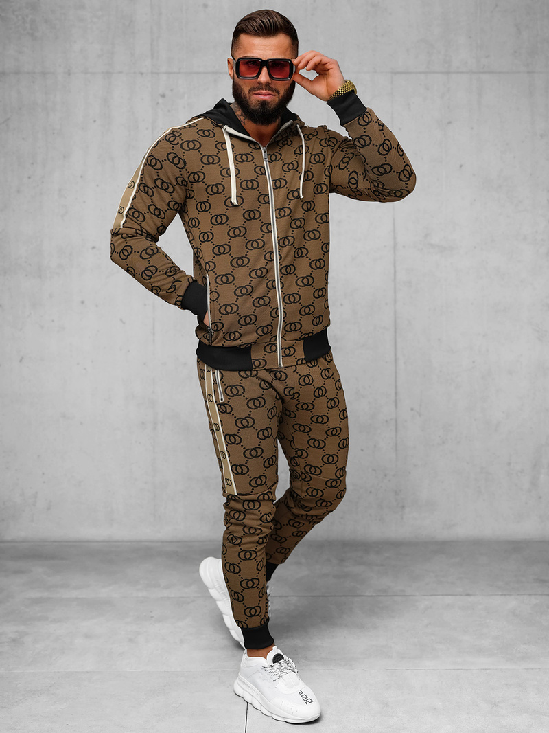 Moška trenirka temno-bež OZONEE O/FF5053AB