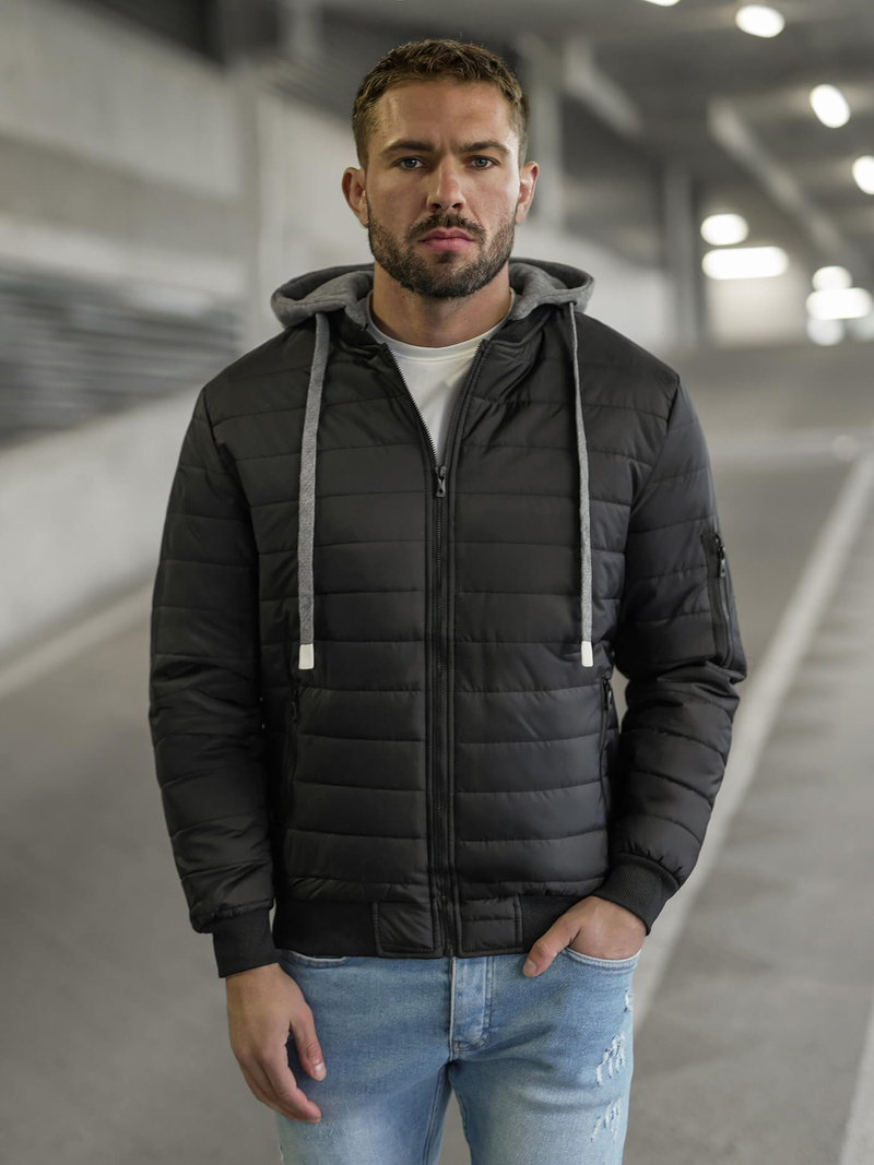 Moška jakna črna OZONEE JS/8M985/392Z