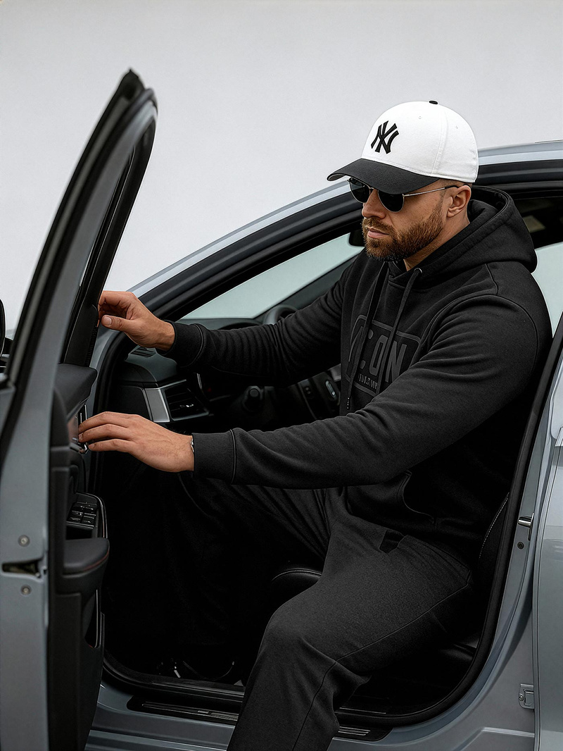 Moška jopa s kapuco črna OZONEE JS/8B1975/3