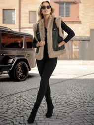 Ženski usnjena brezrokavnik črni OZONEE JS/61M8516/392