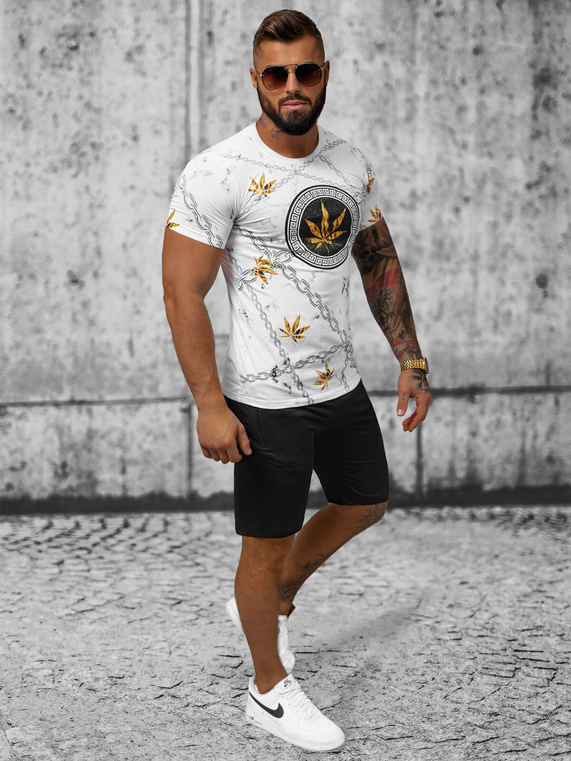 Moška trenirka belo-črna OZONEE O/HM757Z