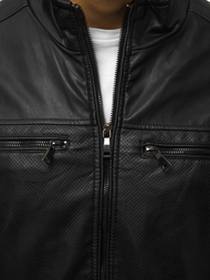 Moška usnjena jakna črna OZONEE JB/JP1131