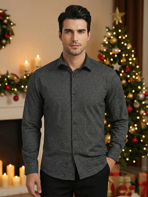 Moška srajca črna OZONEE V/V184Z