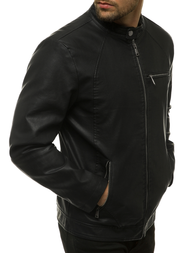 Moška usnjena jakna črna OZONEE JB/JP1152