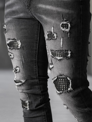 Moške Kavbojke Črne OZONEE NB/MP0152NZ