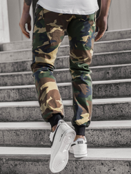 Moške hlače chino jogger maskirno-zelene OZONEE O/11103