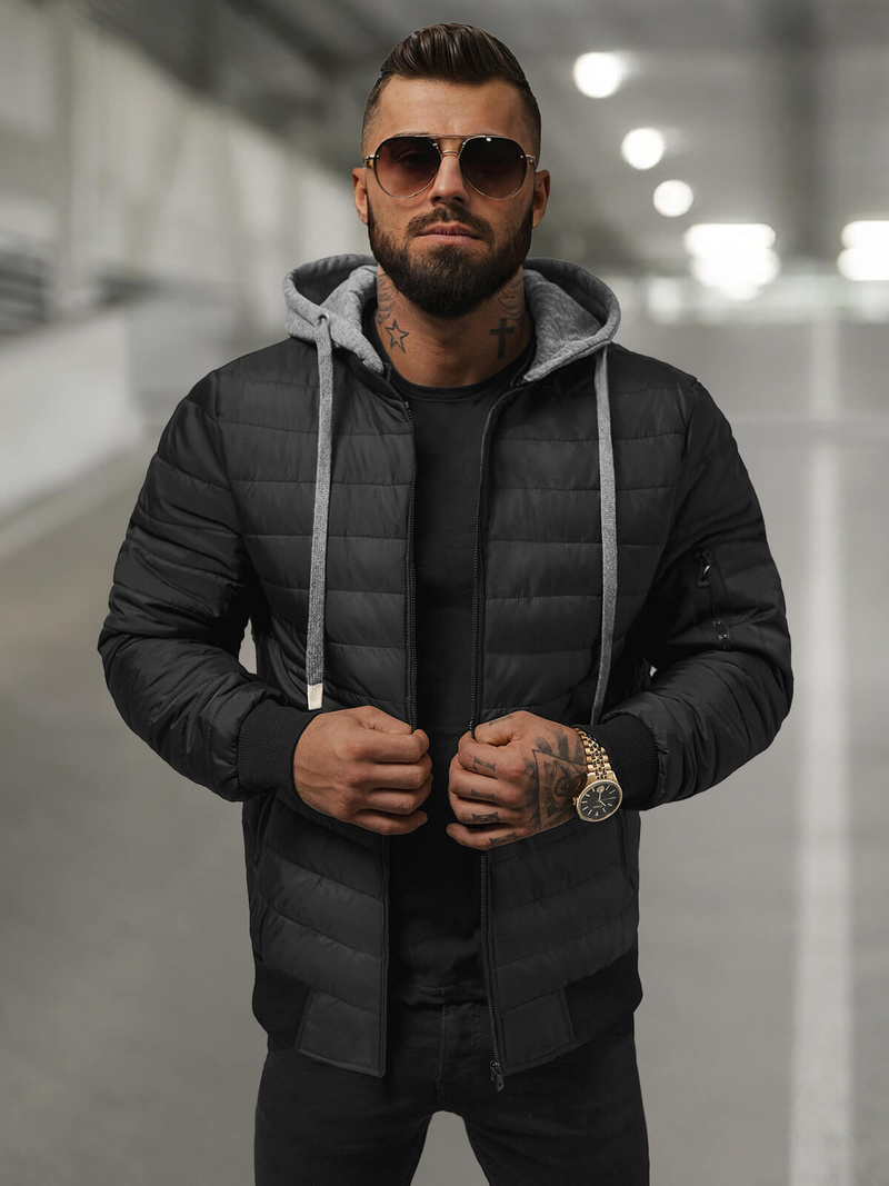 Moška jakna črna OZONEE JS/8M985/392