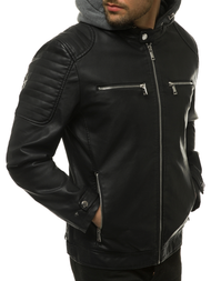 Moška usnjena jakna črna OZONEE JB/JP1148