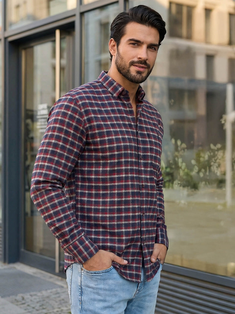 Elegantna moška srajca bordo OZONEE V/V176Z