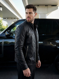 Moška usnjena jakna črna OZONEE JS/11Z8066