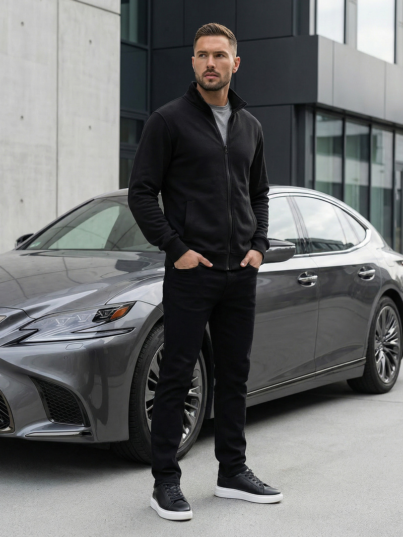 Moška jopa z zadrgo črna OZONEE JS/2002Z