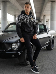 Moška jopa s kapuco črna OZONEE O/B272Z