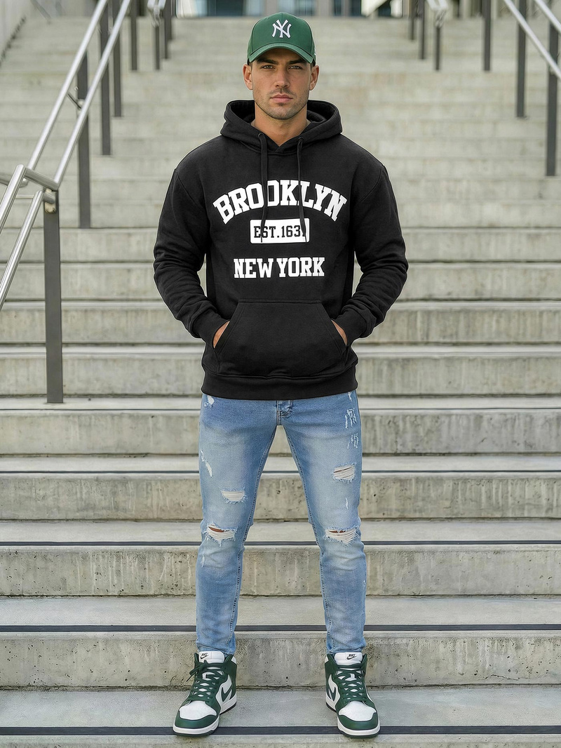 Moška jopa s kapuco črna OZONEE JS/8B1767/3Z