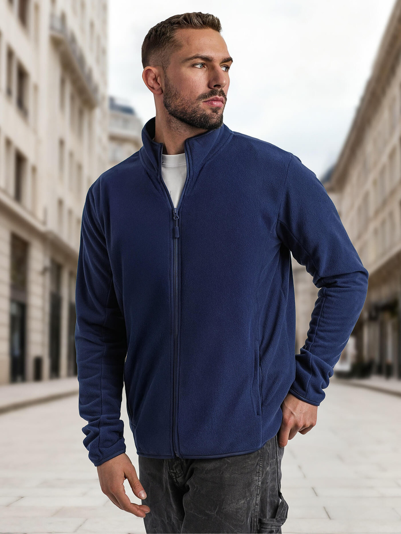 Moška jopa z zadrgo mornarsko modra OZONEE JS/HH016/25