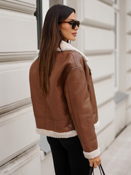 Ženska usnjena jakna rjava OZONEE JS/11Z8176