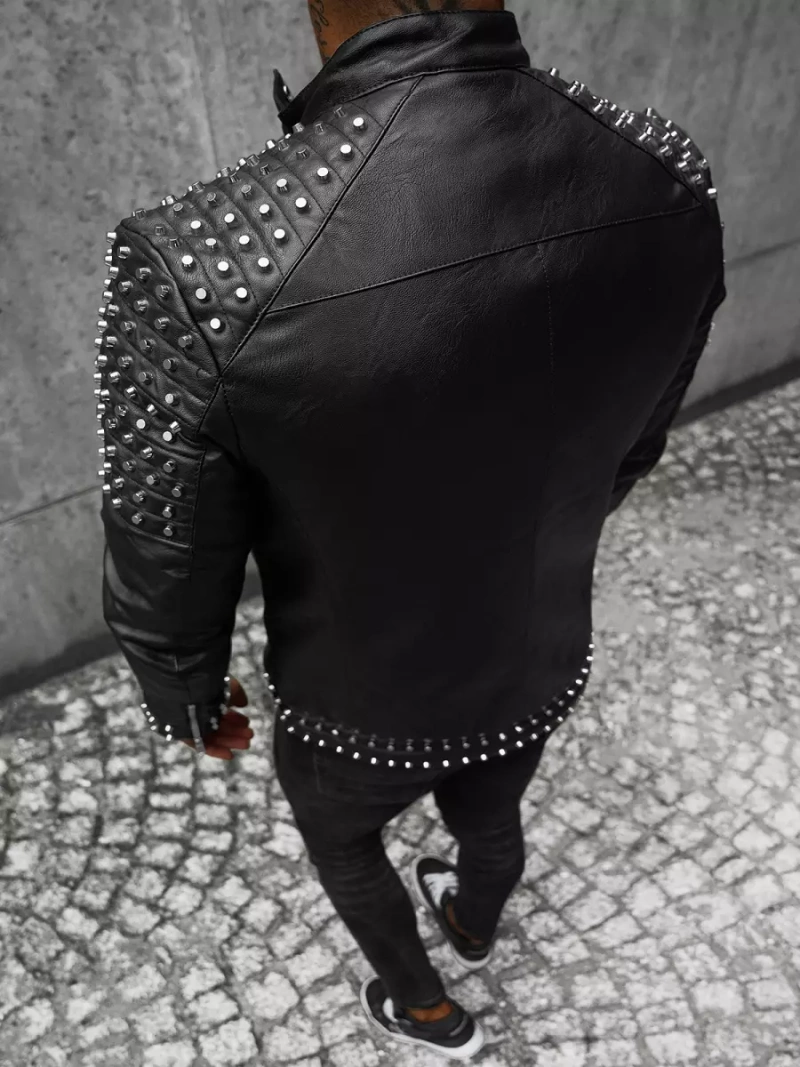 Moška usnjena jakna črna OZONEE JS/11Z8007