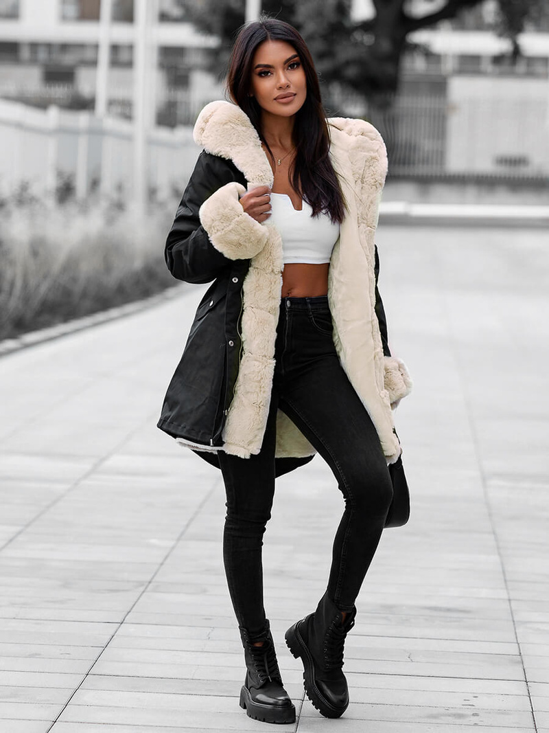 Ženska zimska jakna črna OZONEE JS/M763/392Z