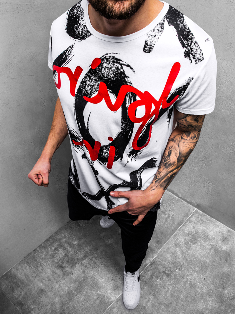 Moška majica bela OZONEE JS/KS1985Z