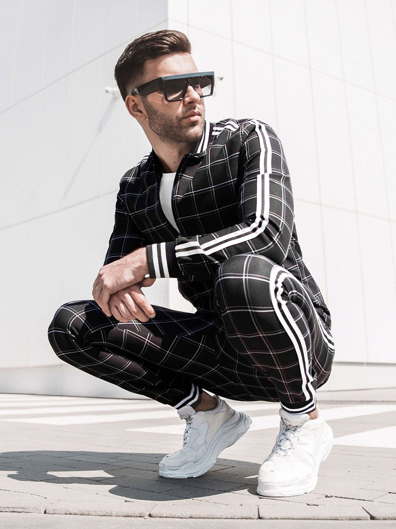 Komplet moški - jakna in hlače chino črni OZONEE DJ/5547