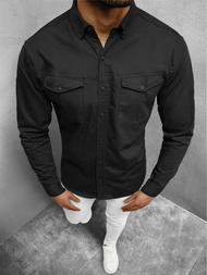 Moška jeans srajca črna OZONEE O/K1263