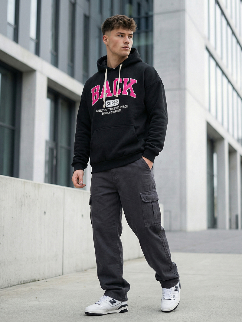 Moška jopa s kapuco črna OZONEE O/TT30513Z