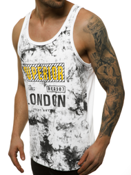 Moška majica brez rokavov bela OZONEE JS/SS11037