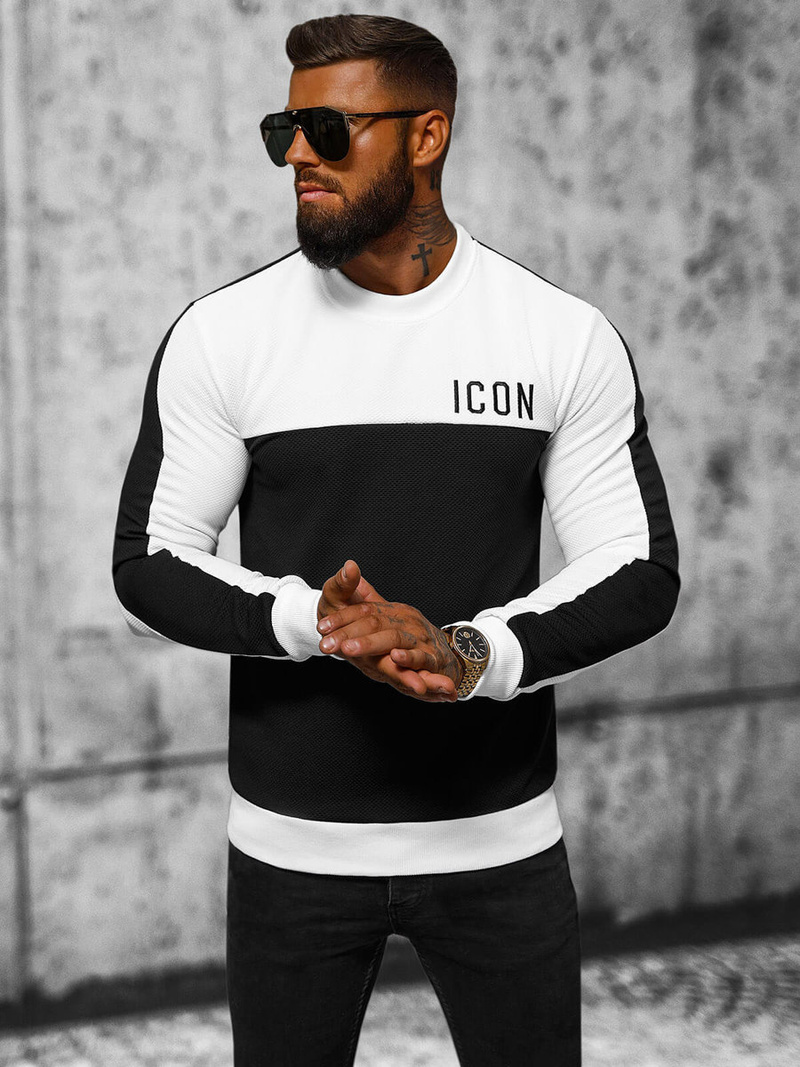 Moška jopa belo-črna OZONEE O/P2032