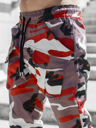 Moške hlače chino jogger bordo-bež OZONEE G/11144