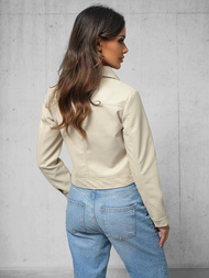 Ženska usnjena jakna bež OZONEE O/G117