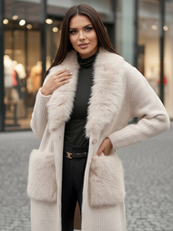 Ženski plašč bež OZONEE JS/53M5200/155Z